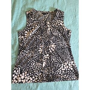 Banana‎ Republic Women's Medium Tank Top Blouse Shirt Black & White Button Down